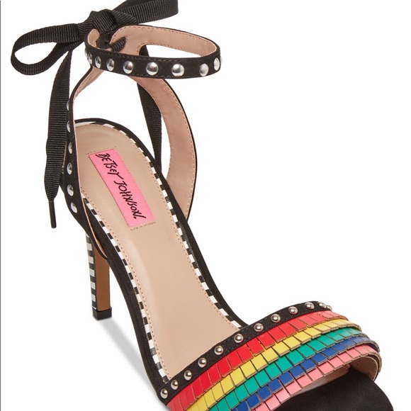 Betsey Johnson Women's Rainbow Striped Sandal - Picture 2 of 5